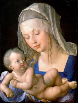 boy holding a flute Painting - Virgin and child holding a half eaten pear Albrecht Durer